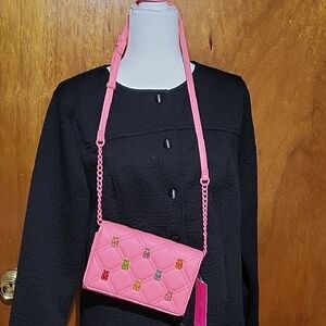 NWT Betsey Johnson Pink Gummy Bear Quilted Crossbody Bag